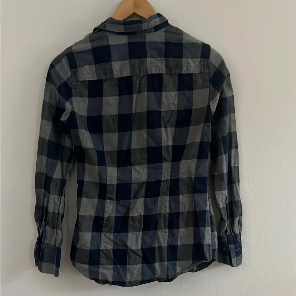 J. Crew Navy and Charcoal Plaid Shirt
